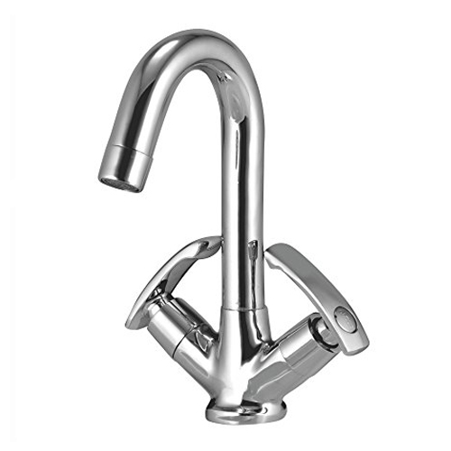 Premium Swan Neck Dual Handle Basin Mixer Tap (Chrome Finish)